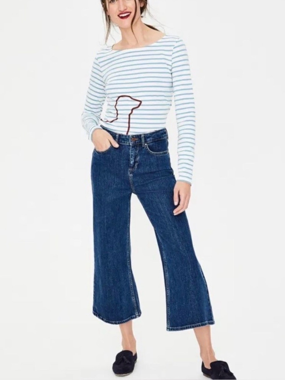Boden The York Wide Crop Jeans Indigo Rinse Sz 10 Regular.  Rare find.